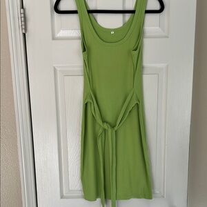 Green Sleeveless Tie-Front Dress